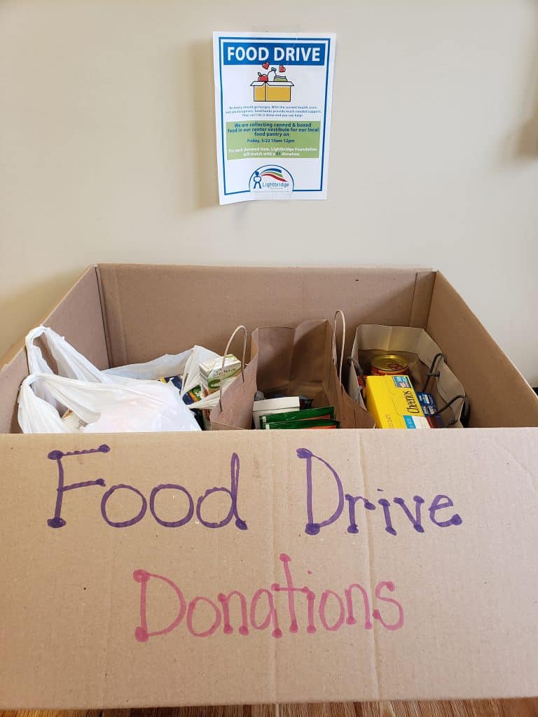 A collection box for food donations.